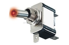 Přepínač páčkový - ON-OFF 1pol.12V/25A červená LED podsvícení