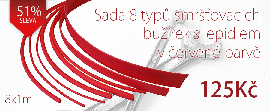 SLEVA 51% - Sada 8 typů smršťovacích bužírek s lepidlem v červené barvě 125Kč