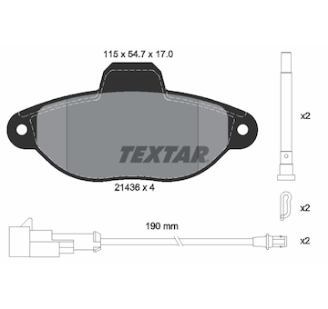 Sada brzdových destiček, kotoučová brzda Textar 2143609