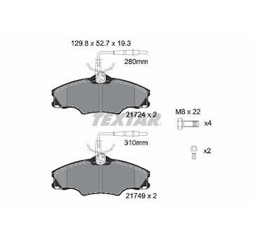 Sada brzdových destiček, kotoučová brzda Textar 2172402