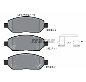 Sada brzdových destiček, kotoučová brzda Textar 2232601