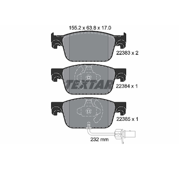 Sada brzdových destiček, kotoučová brzda Textar 2238301