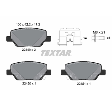 Sada brzdových destiček, kotoučová brzda Textar 2244901