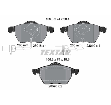 Sada brzdových destiček, kotoučová brzda Textar 2301802