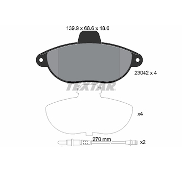 Sada brzdových destiček, kotoučová brzda Textar 2304201