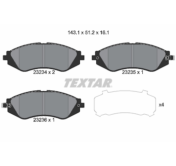 Sada brzdových destiček, kotoučová brzda Textar 2323401