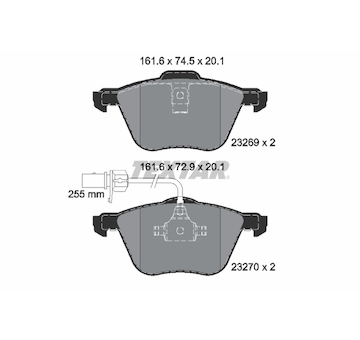 Sada brzdových destiček, kotoučová brzda Textar 2326903