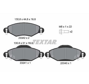 Sada brzdových destiček, kotoučová brzda Textar 2334001