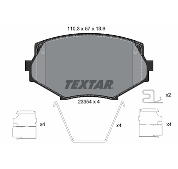 Sada brzdových destiček, kotoučová brzda Textar 2335404