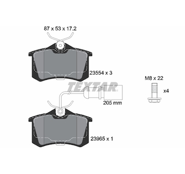 Sada brzdových destiček, kotoučová brzda Textar 2355403