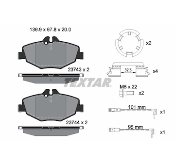 Sada brzdových destiček, kotoučová brzda Textar 2374303