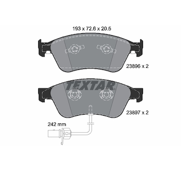 Sada brzdových destiček, kotoučová brzda Textar 2389601