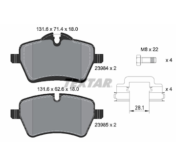 Sada brzdových destiček, kotoučová brzda Textar 2398404