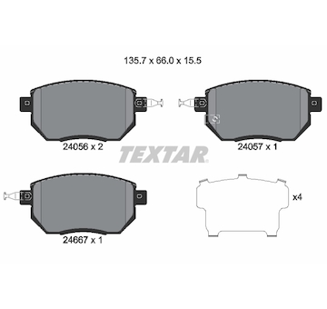 Sada brzdových destiček, kotoučová brzda Textar 2405601