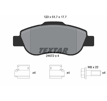 Sada brzdových destiček, kotoučová brzda Textar 2407201