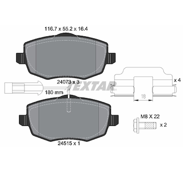 Sada brzdových destiček, kotoučová brzda Textar 2407303