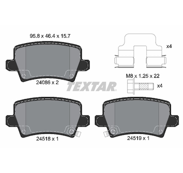 Sada brzdových destiček, kotoučová brzda Textar 2408601