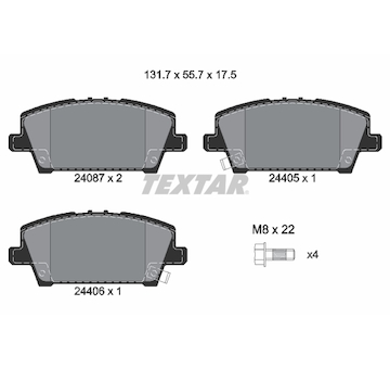 Sada brzdových destiček, kotoučová brzda Textar 2408701