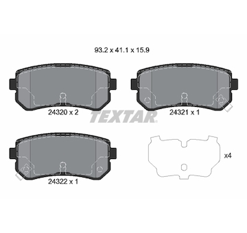 Sada brzdových destiček, kotoučová brzda Textar 2432001