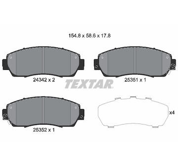 Sada brzdových destiček, kotoučová brzda Textar 2434201