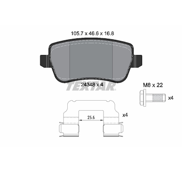 Sada brzdových destiček, kotoučová brzda Textar 2434802