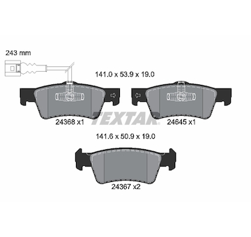 Sada brzdových destiček, kotoučová brzda Textar 2436801