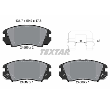 Sada brzdových destiček, kotoučová brzda Textar 2458601