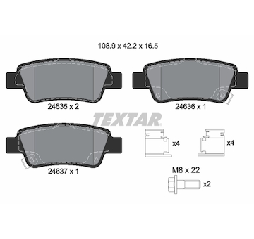 Sada brzdových destiček, kotoučová brzda Textar 2463501