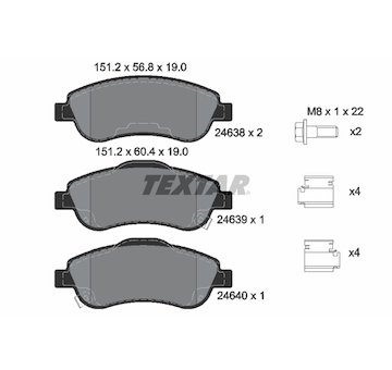 Sada brzdových destiček, kotoučová brzda Textar 2463801