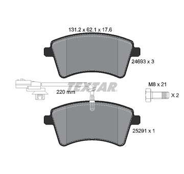 Sada brzdových destiček, kotoučová brzda Textar 2469306