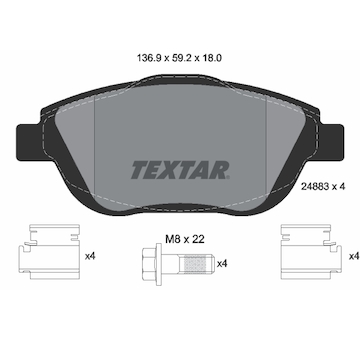 Sada brzdových destiček, kotoučová brzda Textar 2488301