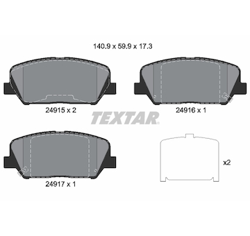 Sada brzdových destiček, kotoučová brzda Textar 2491501