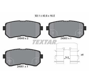 Sada brzdových destiček, kotoučová brzda Textar 2494901