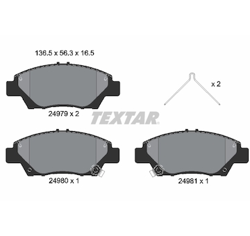 Sada brzdových destiček, kotoučová brzda Textar 2497901