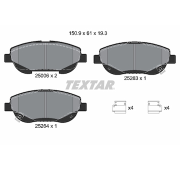 Sada brzdových destiček, kotoučová brzda Textar 2500601