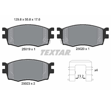 Sada brzdových destiček, kotoučová brzda Textar 2501901