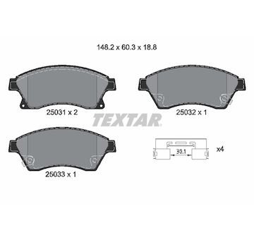 Sada brzdových destiček, kotoučová brzda Textar 2503101