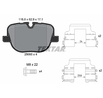 Sada brzdových destiček, kotoučová brzda Textar 2508501