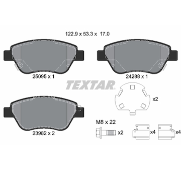 Sada brzdových destiček, kotoučová brzda Textar 2509501