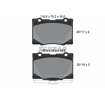 Sada brzdových destiček, kotoučová brzda Textar 2511701