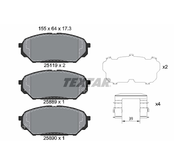 Sada brzdových destiček, kotoučová brzda Textar 2511901