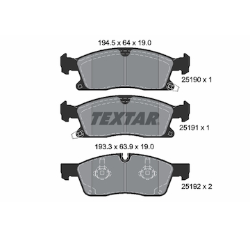 Sada brzdových destiček, kotoučová brzda Textar 2519002