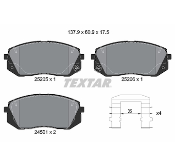 Sada brzdových destiček, kotoučová brzda Textar 2520501