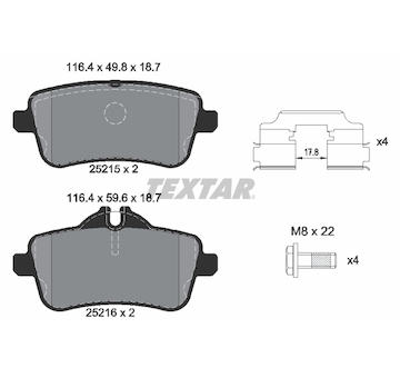 Sada brzdových destiček, kotoučová brzda Textar 2521502