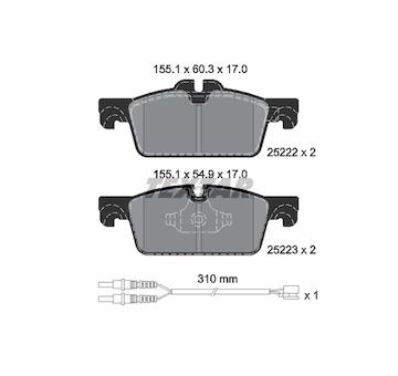 Sada brzdových destiček, kotoučová brzda Textar 2522201