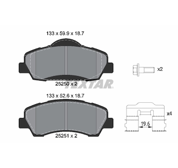 Sada brzdových destiček, kotoučová brzda Textar 2525001