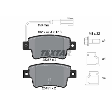 Sada brzdových destiček, kotoučová brzda Textar 2535701