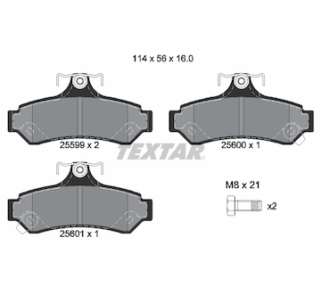 Sada brzdových destiček, kotoučová brzda Textar 2559901