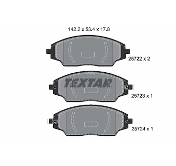 Sada brzdových destiček, kotoučová brzda Textar 2572201