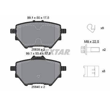 Sada brzdových destiček, kotoučová brzda Textar 2583901